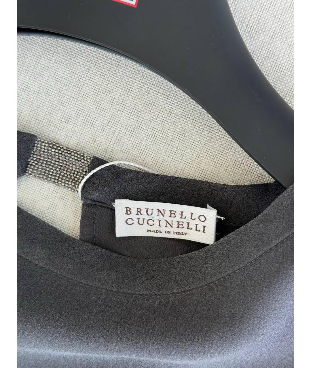 BRUNELLO CUCINELLI Антрацитовое ацетатное коктейльное платье, фото 3