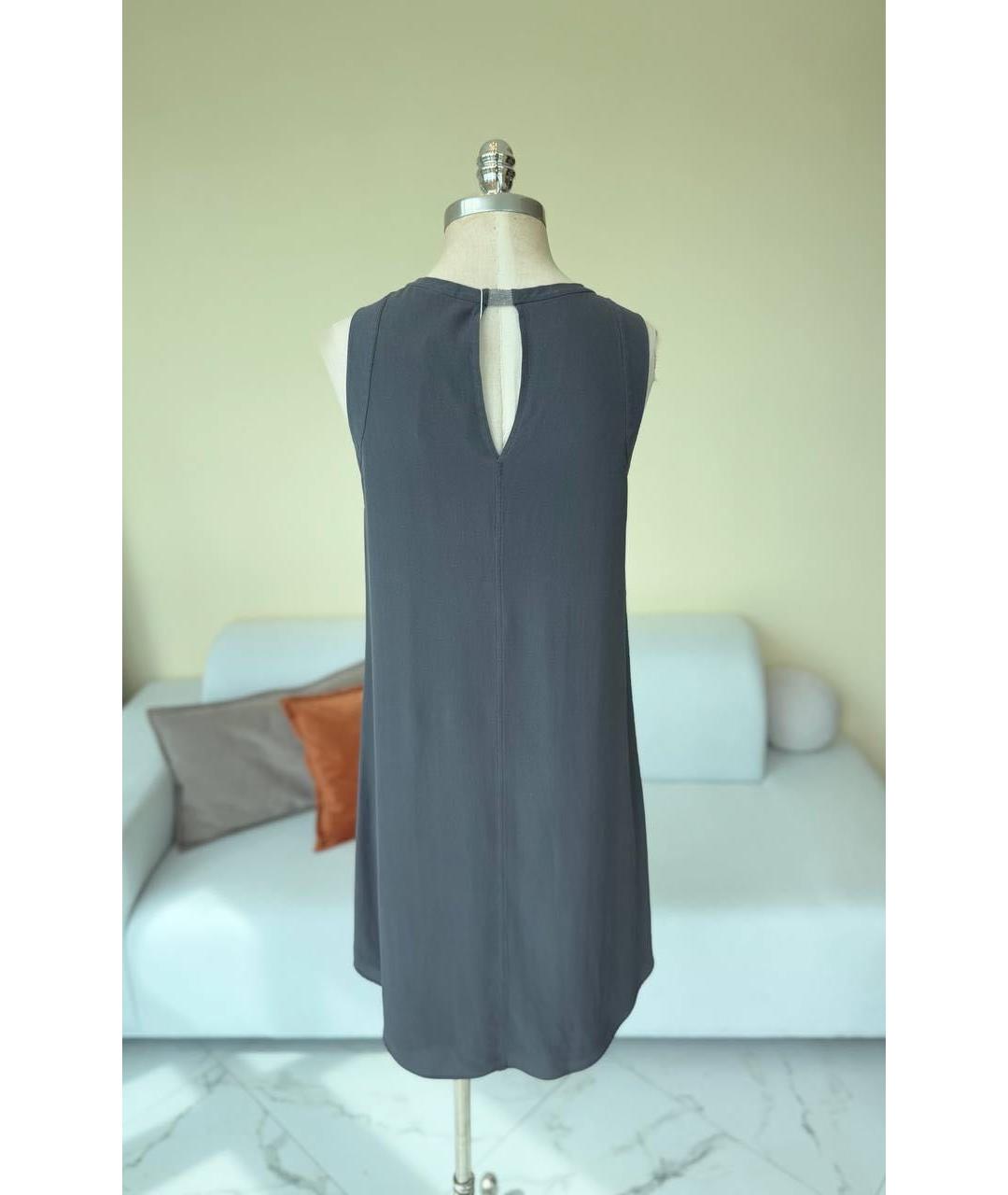 BRUNELLO CUCINELLI Антрацитовое ацетатное коктейльное платье, фото 2
