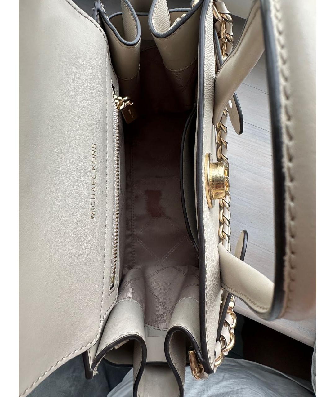 MICHAEL KORS Серая кожаная сумка с короткими ручками, фото 4