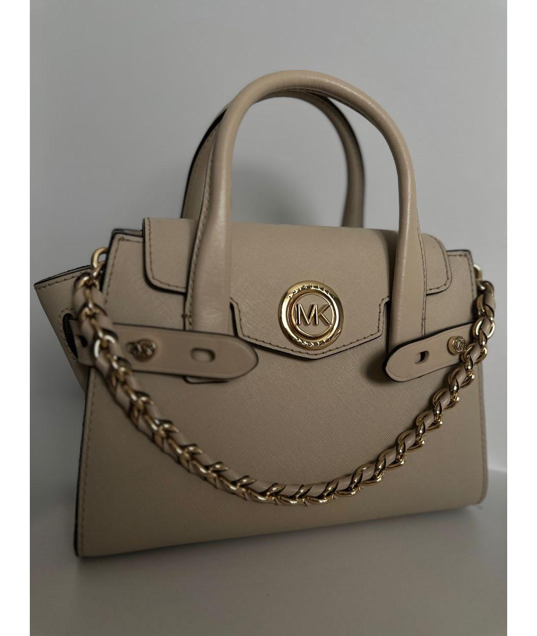 MICHAEL KORS Серая кожаная сумка с короткими ручками, фото 6