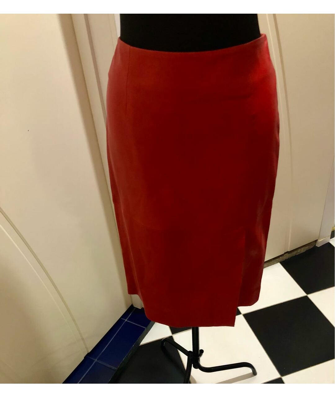 MOSCHINO Красная кожаная юбка миди, фото 5