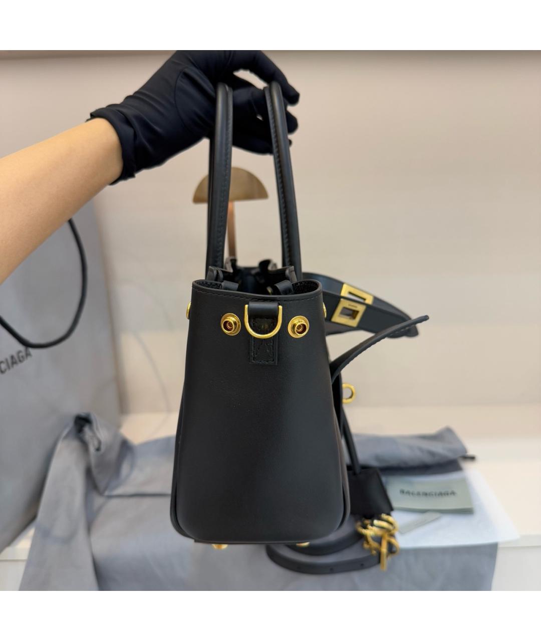 BALENCIAGA Черная кожаная сумка через плечо, фото 5