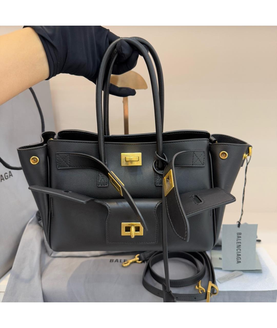 BALENCIAGA Черная кожаная сумка через плечо, фото 10
