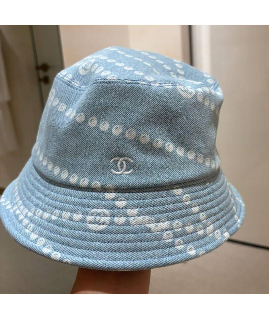 CHANEL Голубая хлопковая панама, фото 4