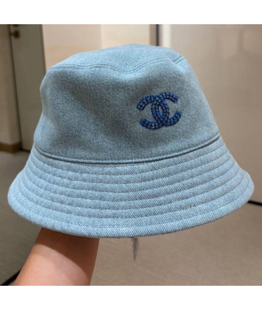 CHANEL Голубая хлопковая панама, фото 4