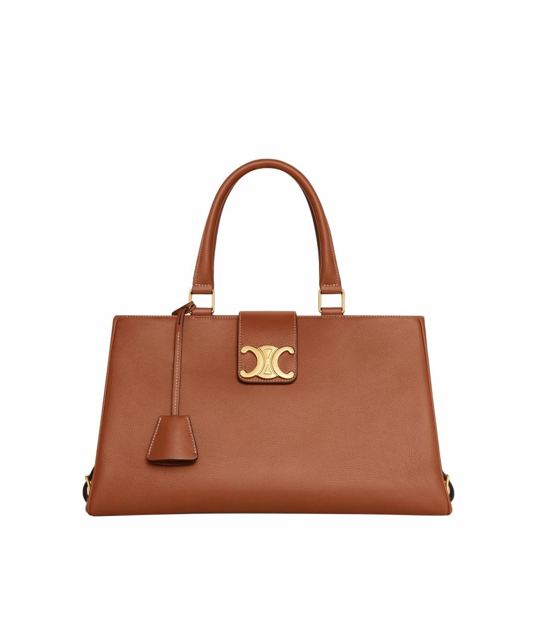 CELINE Коричневая кожаная сумка с короткими ручками, фото 1