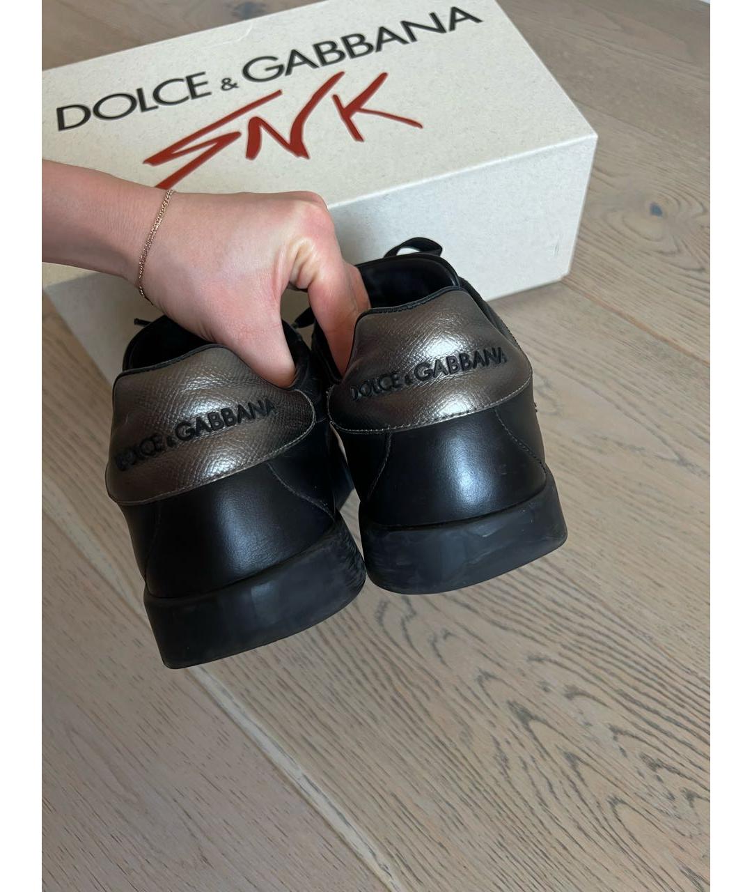 DOLCE&GABBANA Черные кожаные низкие кроссовки / кеды, фото 4