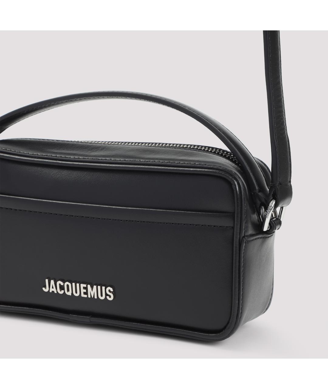 JACQUEMUS Черная кожаная сумка на плечо, фото 3