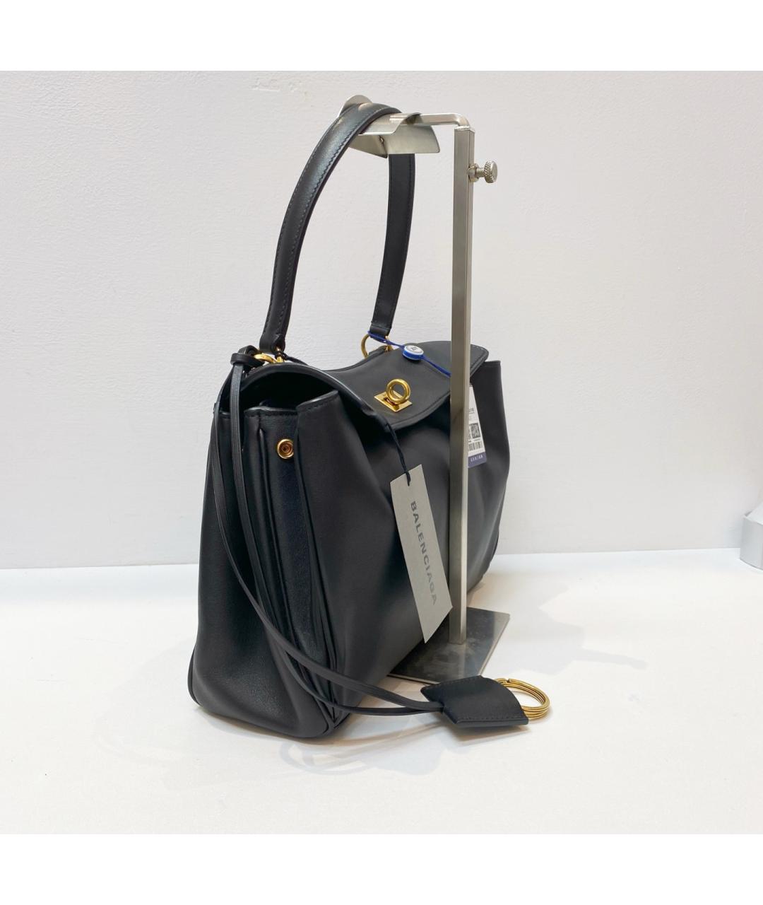 BALENCIAGA Черная кожаная сумка через плечо, фото 2