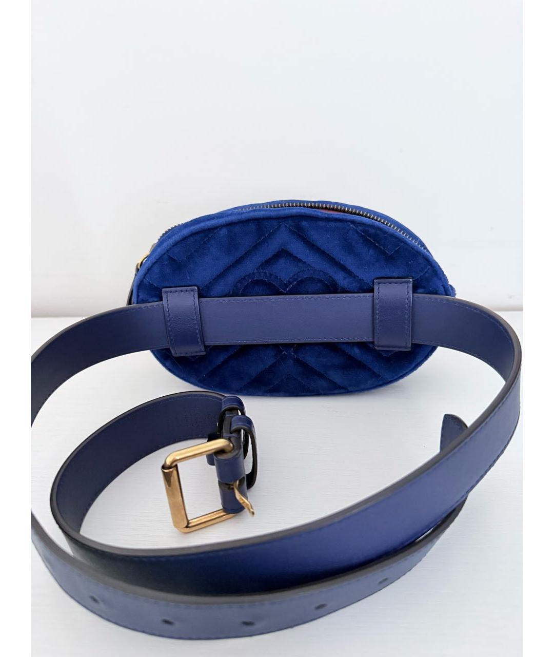 GUCCI Синяя бархатная поясная сумка, фото 2