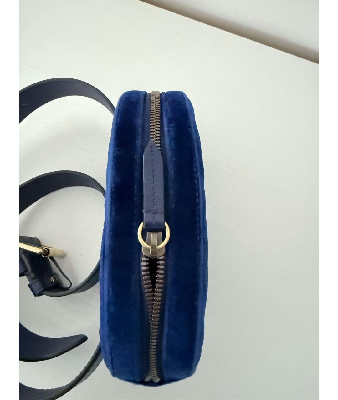GUCCI Синяя бархатная поясная сумка, фото 3