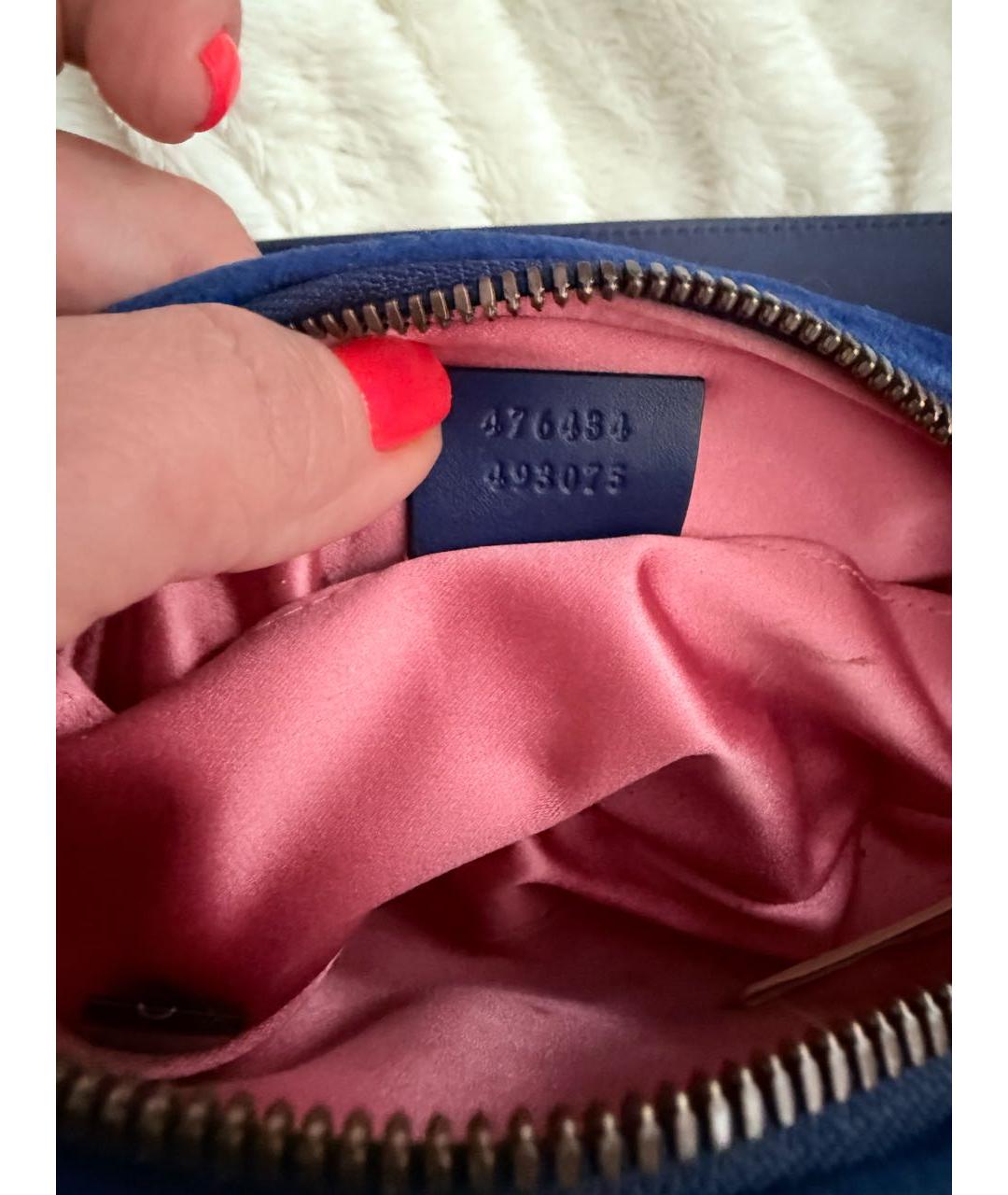 GUCCI Синяя бархатная поясная сумка, фото 5
