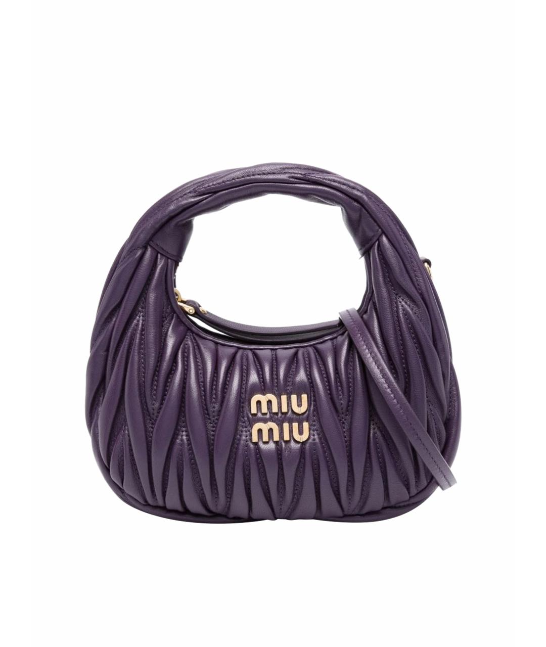 MIU MIU Фиолетовая кожаная сумка с короткими ручками, фото 7