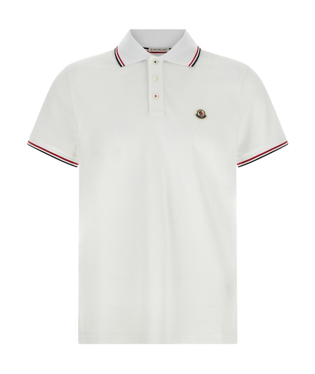 MONCLER Белое хлопковое поло с коротким рукавом, фото 1