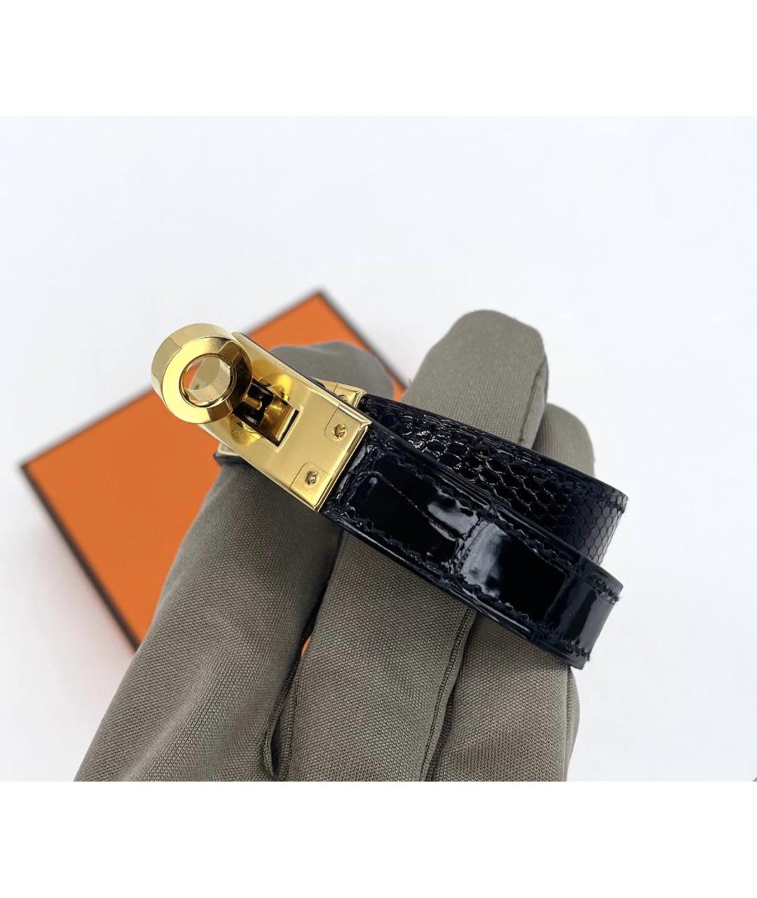 HERMES Черный браслет из экзотической кожи, фото 4