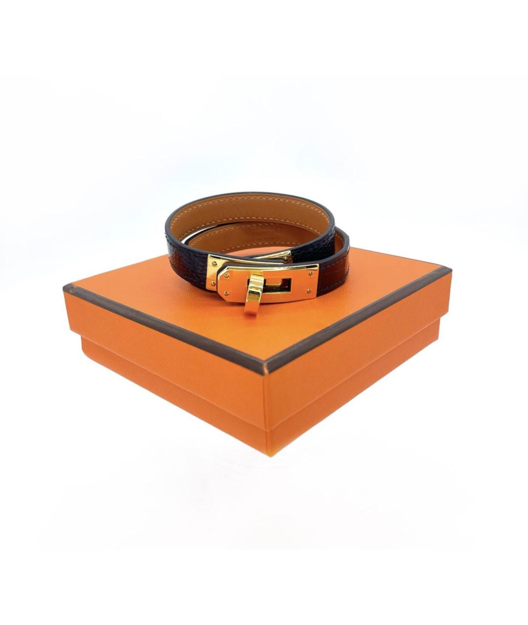 HERMES Черный браслет из экзотической кожи, фото 5