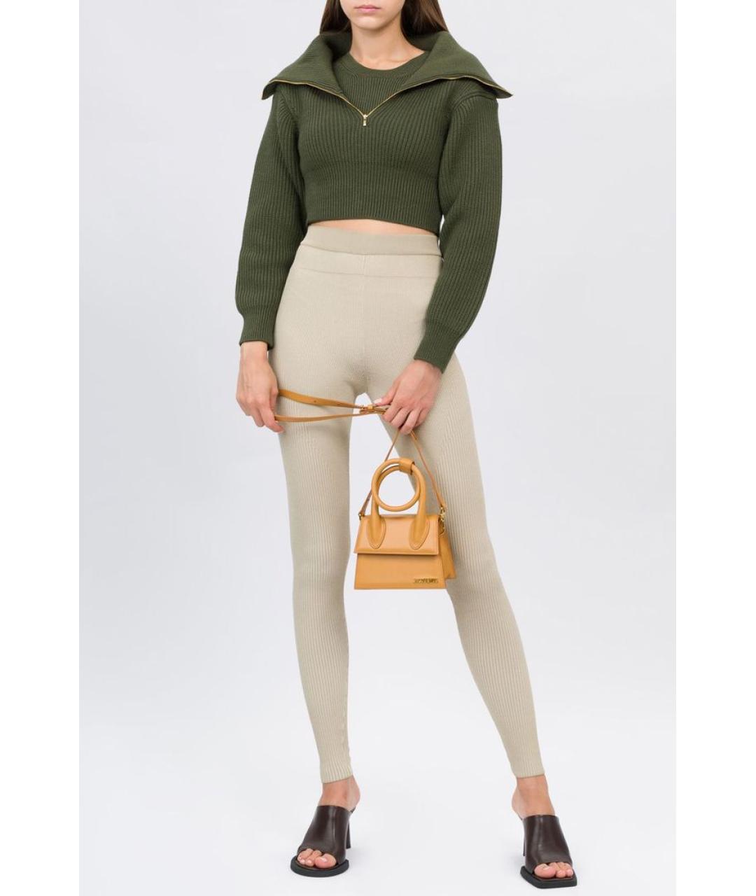 JACQUEMUS Бежевые вискозные леггинсы и велосипедки, фото 2