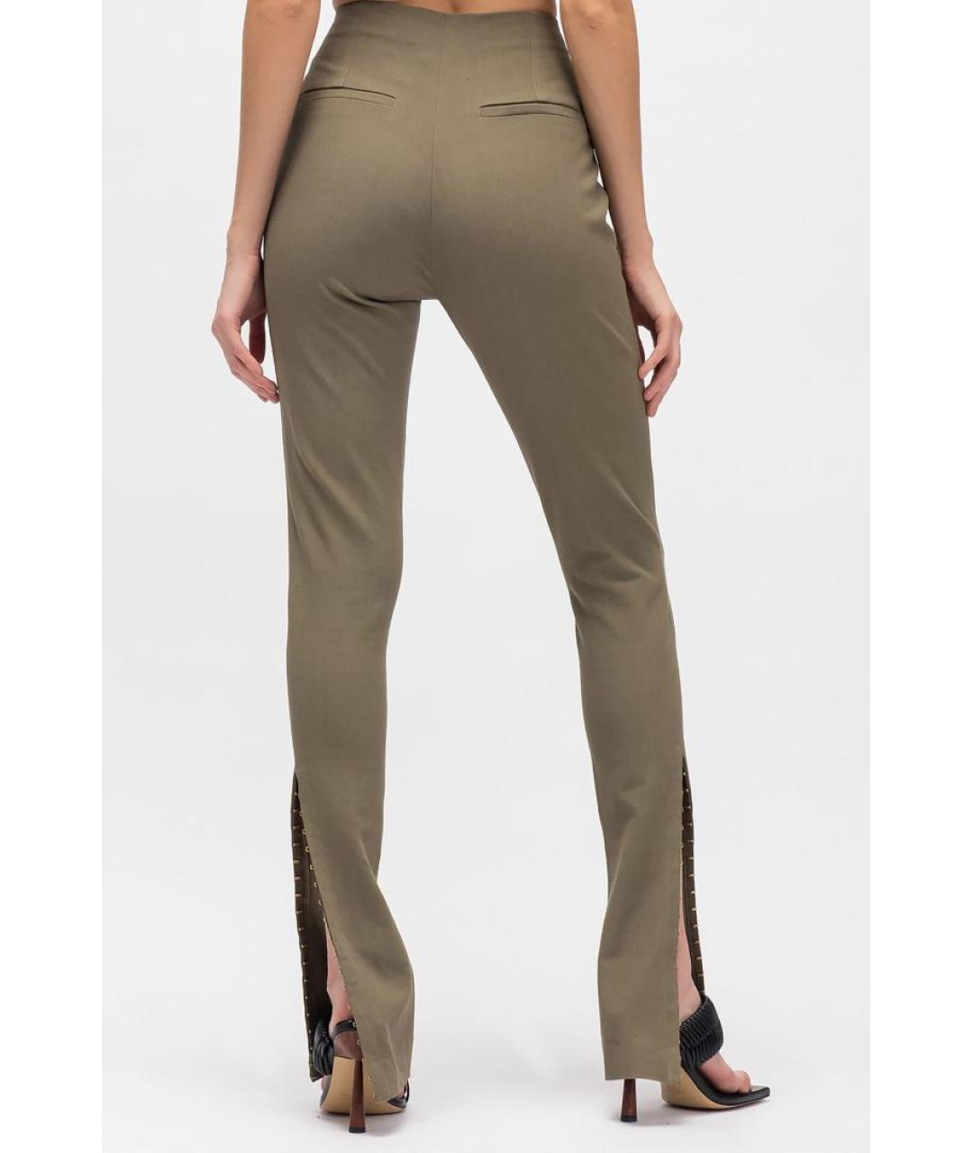 JACQUEMUS Хаки вискозные прямые брюки, фото 4