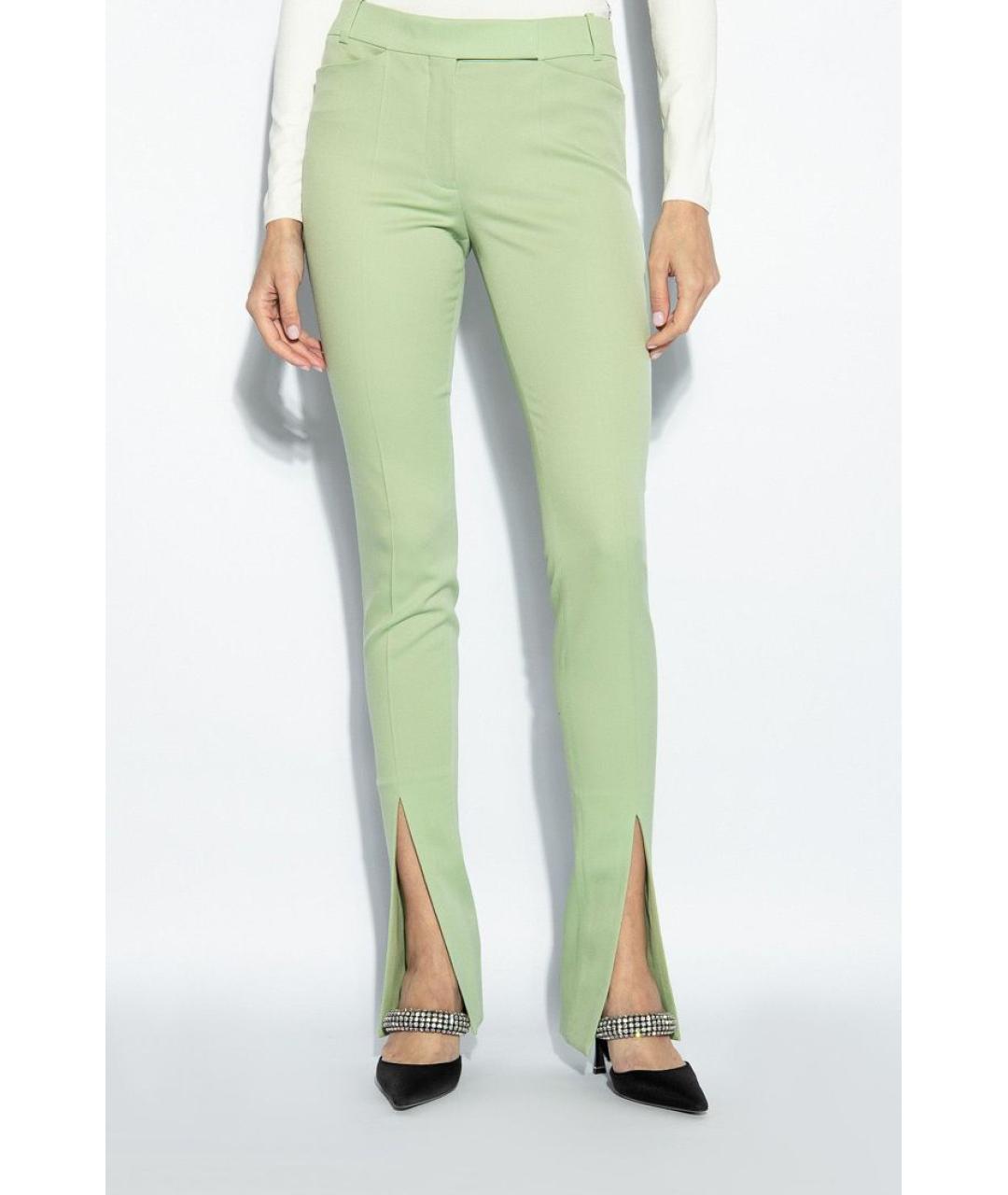 THE ATTICO Зеленые шерстяные прямые брюки, фото 3