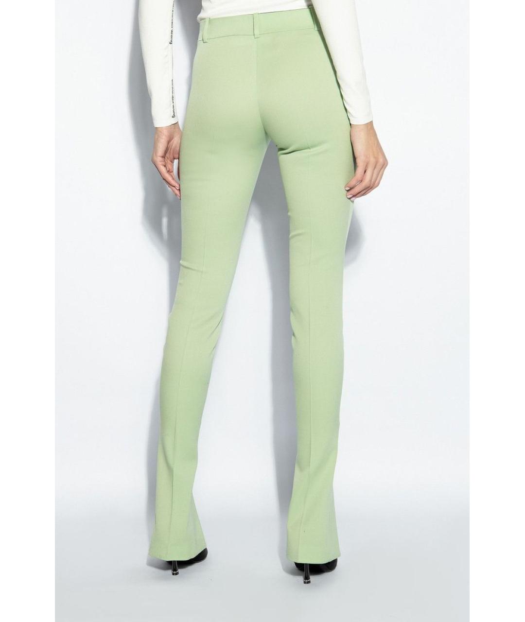 THE ATTICO Зеленые шерстяные прямые брюки, фото 4