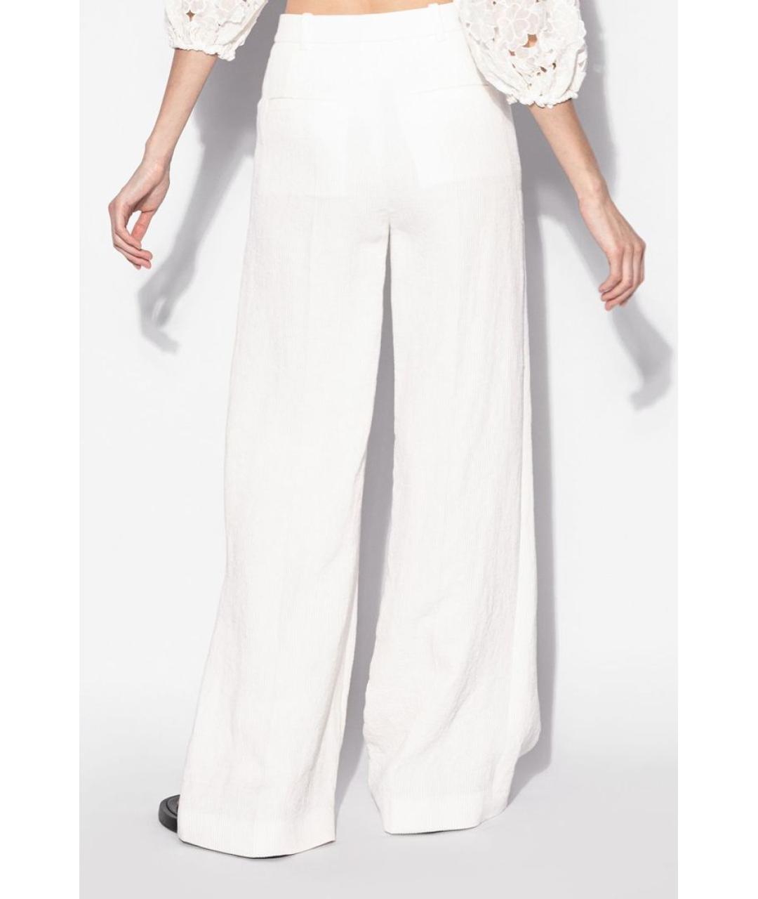 CHLOE Белые льняные прямые брюки, фото 4