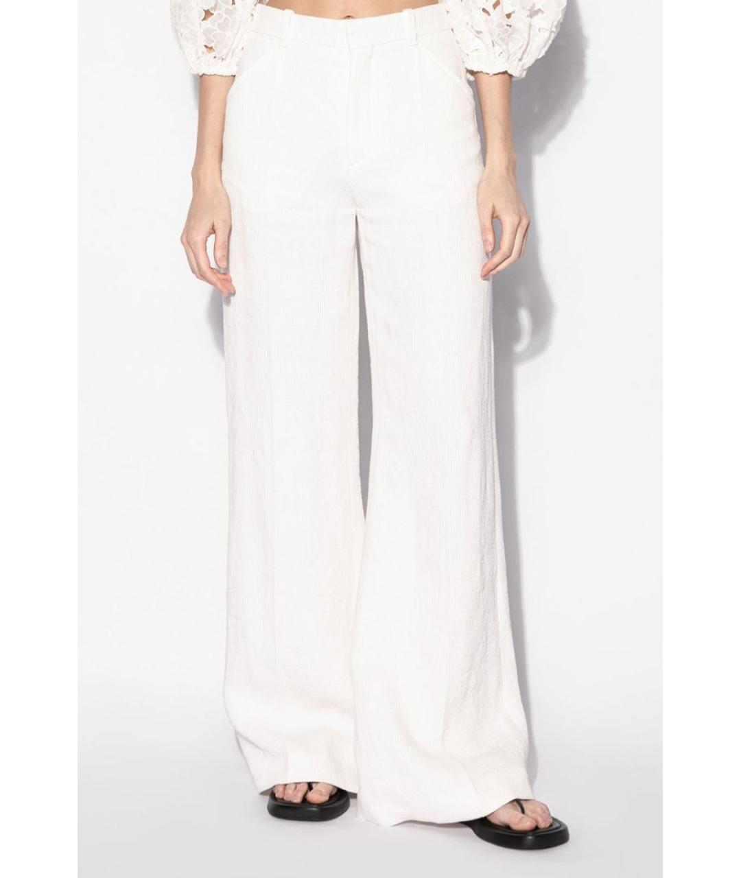 CHLOE Белые льняные прямые брюки, фото 3