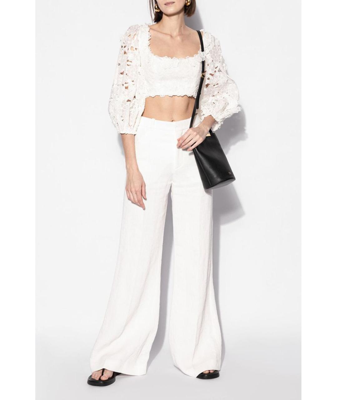 CHLOE Белые льняные прямые брюки, фото 2