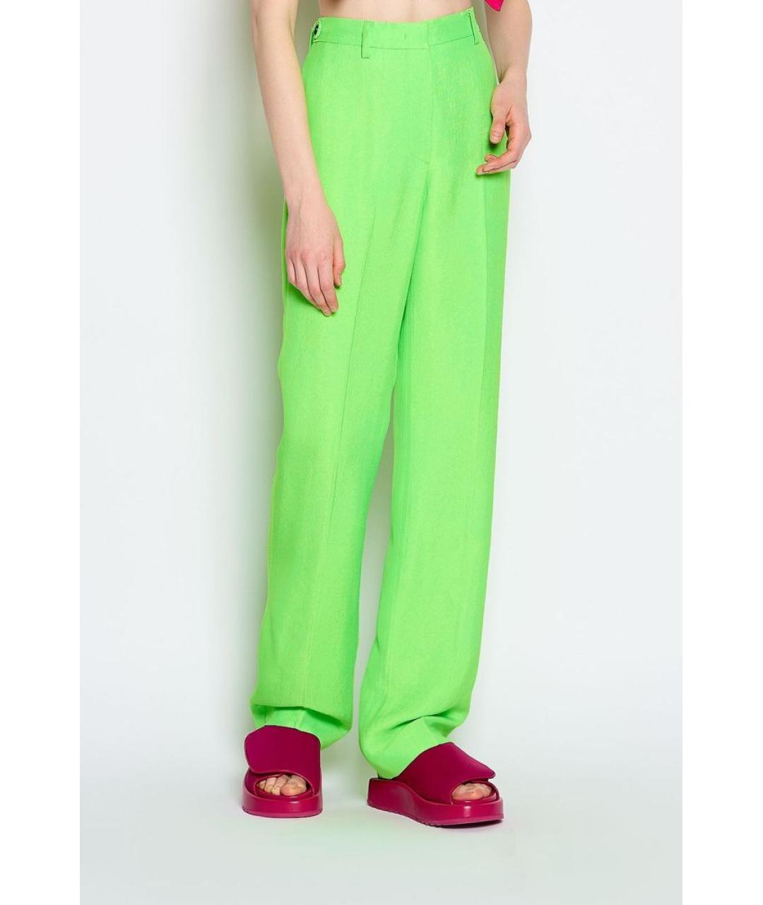 MSGM Зеленые вискозные прямые брюки, фото 3
