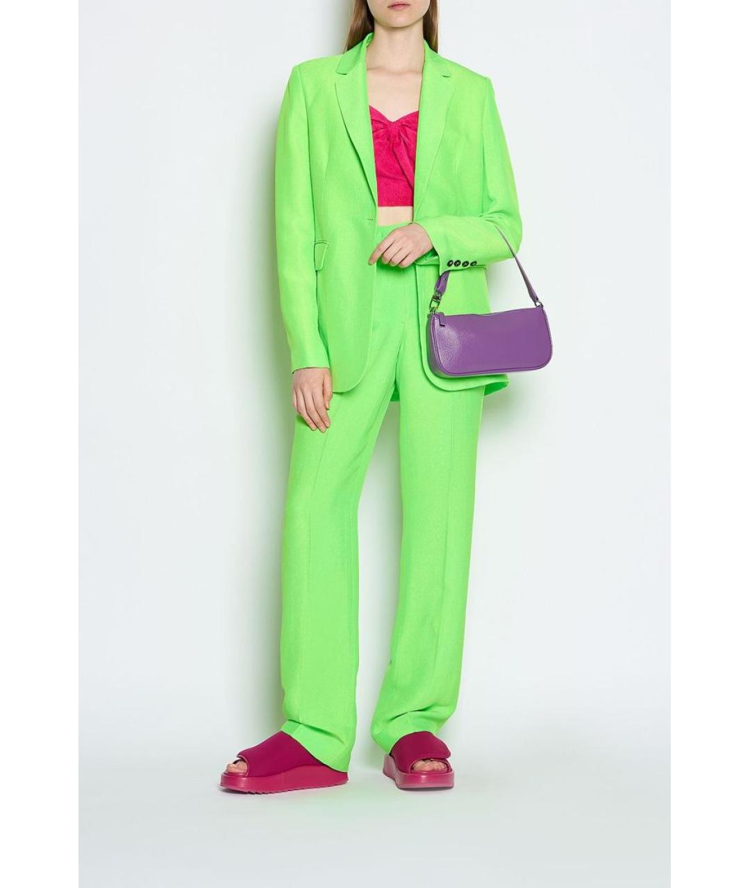 MSGM Зеленые вискозные прямые брюки, фото 2