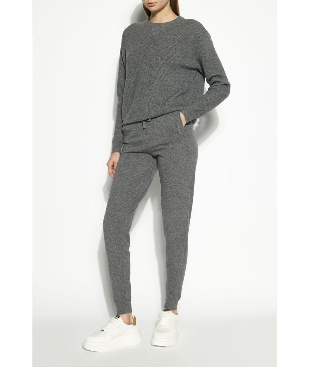 MAX MARA Серые шерстяные прямые брюки, фото 2