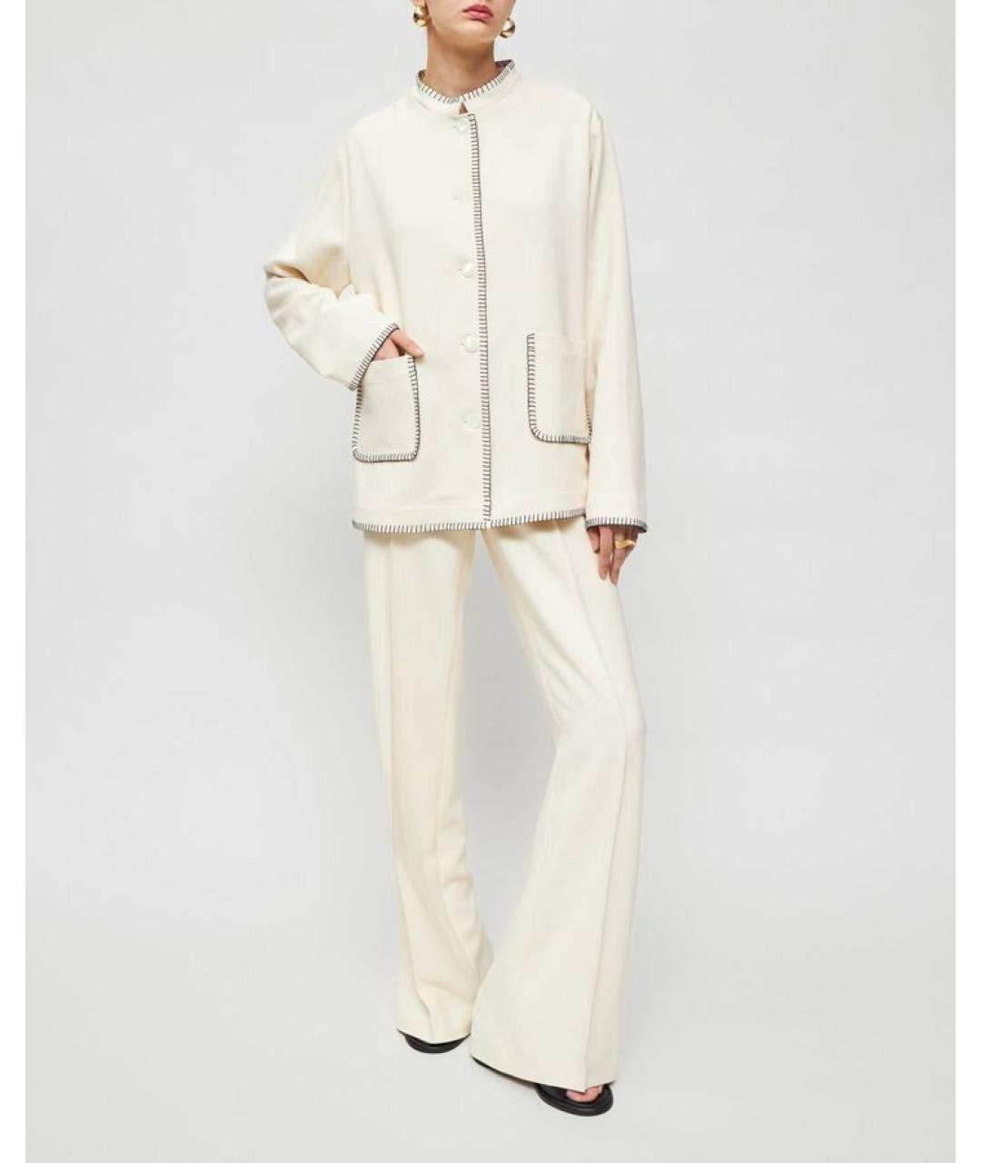 ROHE Белые вискозные прямые брюки, фото 2