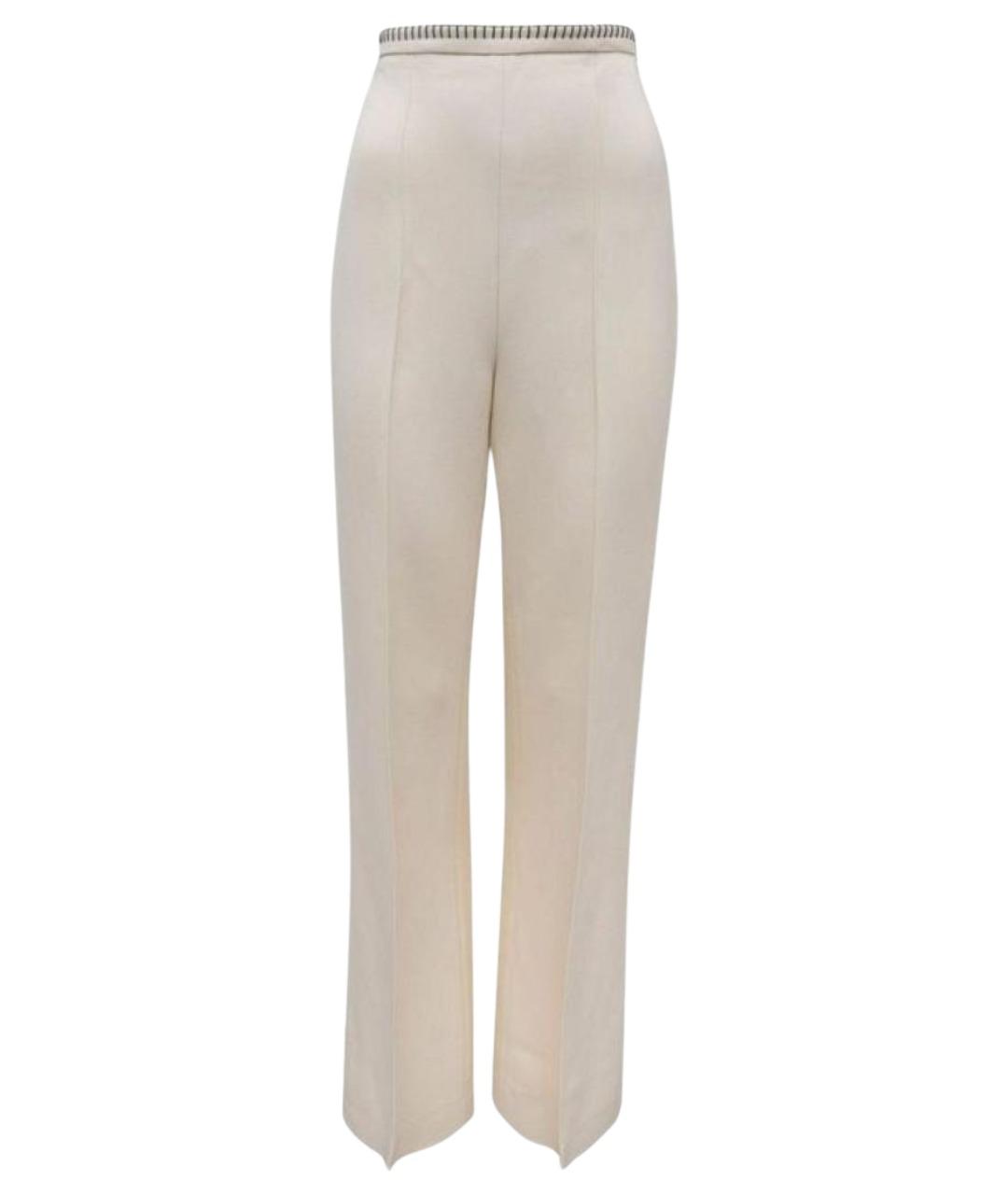 ROHE Белые вискозные прямые брюки, фото 1