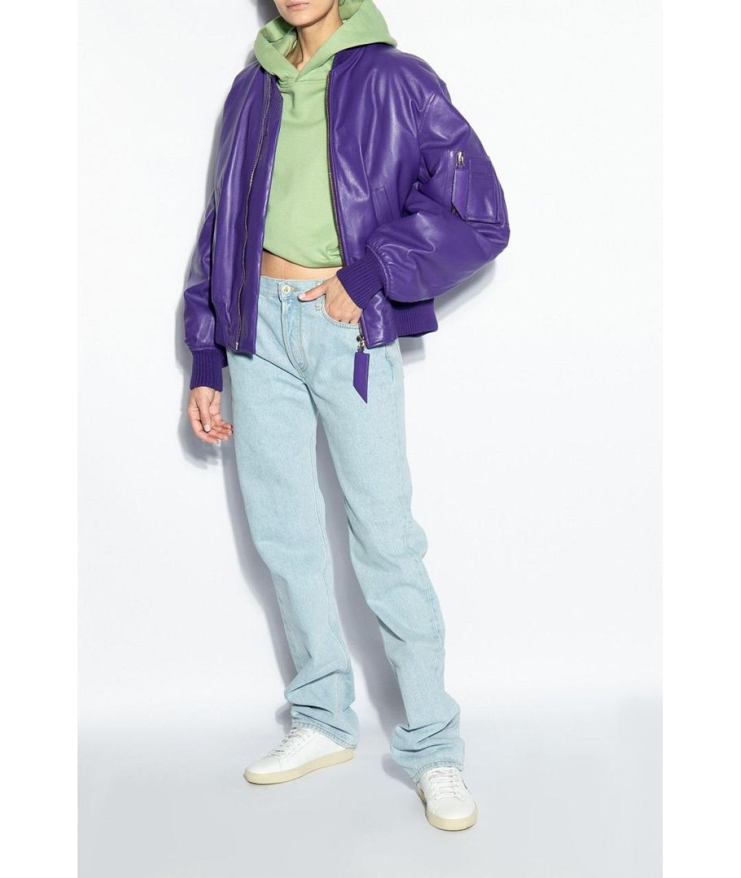 THE ATTICO Голубые хлопковые прямые джинсы, фото 2