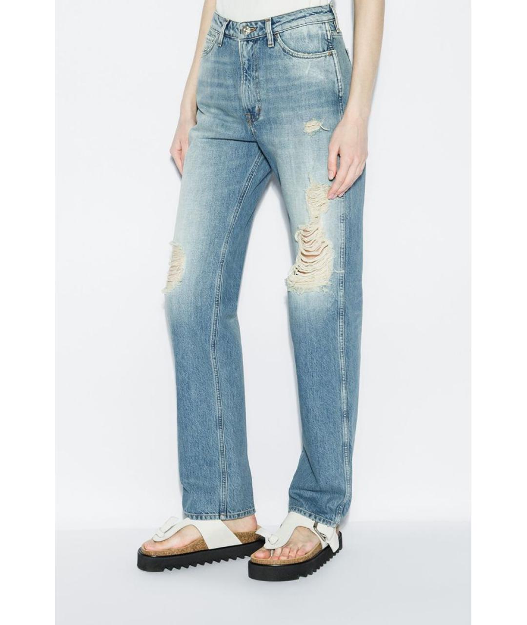 3X1 Голубые хлопковые прямые джинсы, фото 3