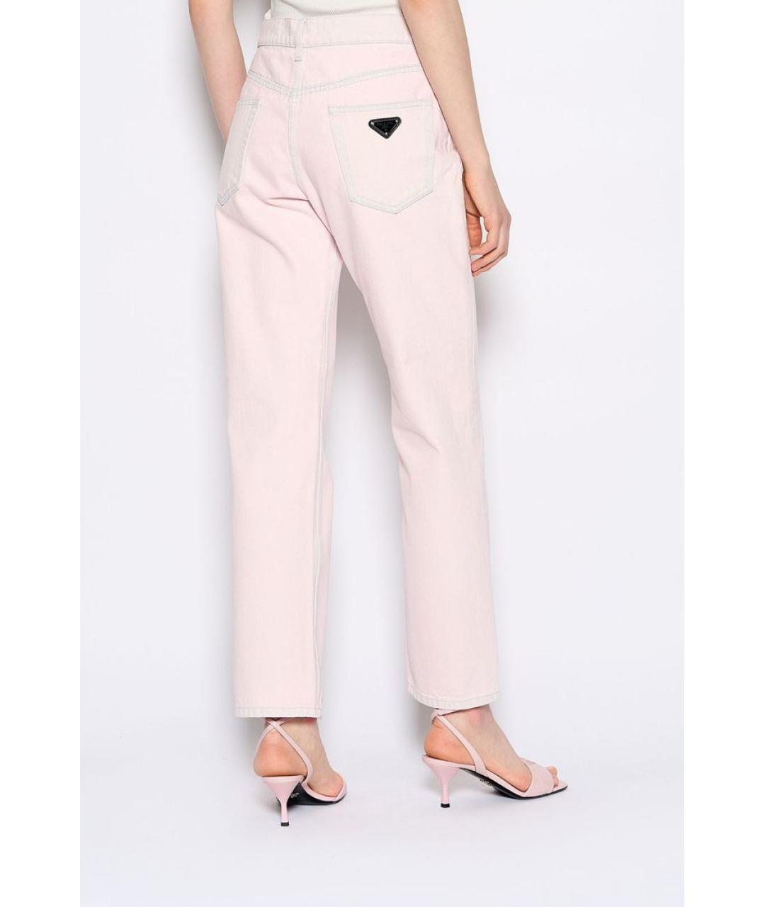 PRADA Розовые хлопковые прямые джинсы, фото 4
