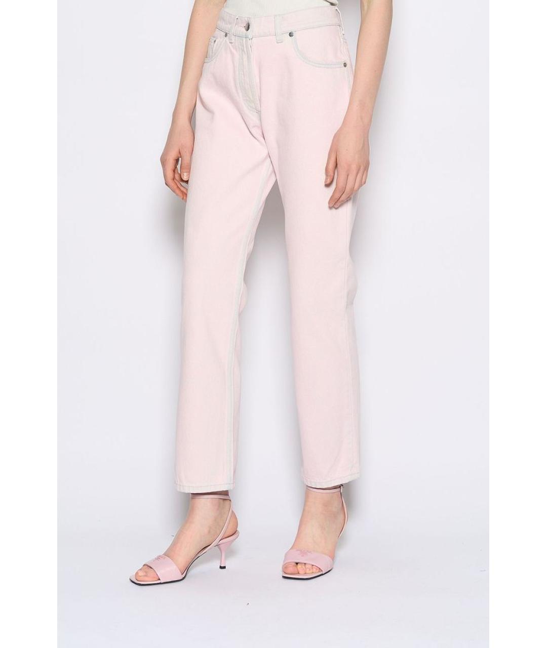 PRADA Розовые хлопковые прямые джинсы, фото 3
