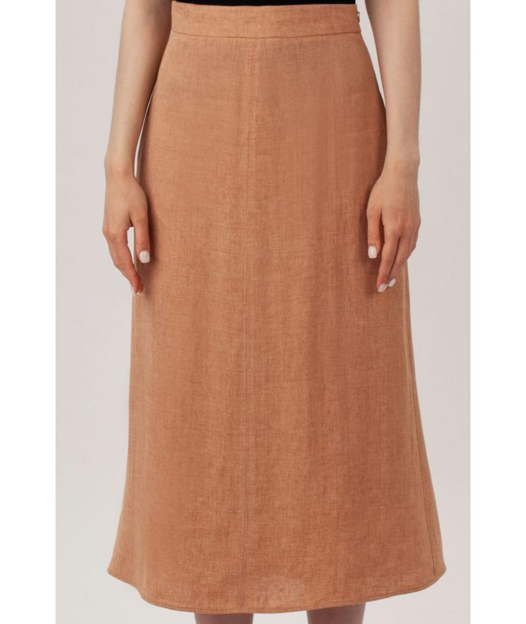 MAX MARA STUDIO Бежевая льняная юбка миди, фото 3