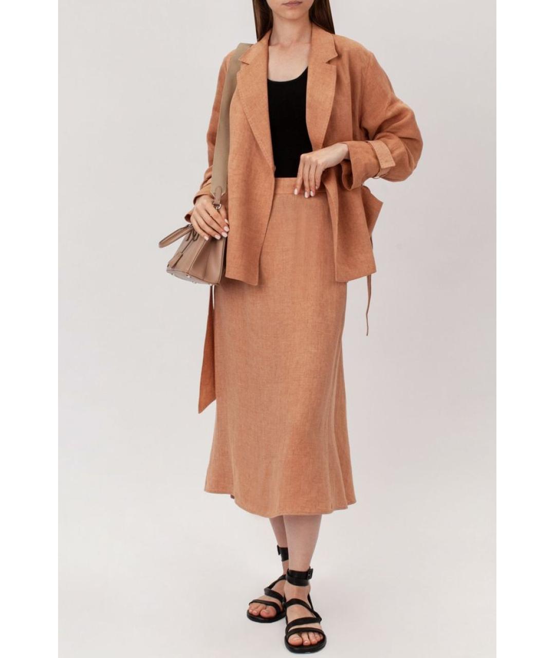 MAX MARA STUDIO Бежевая льняная юбка миди, фото 2