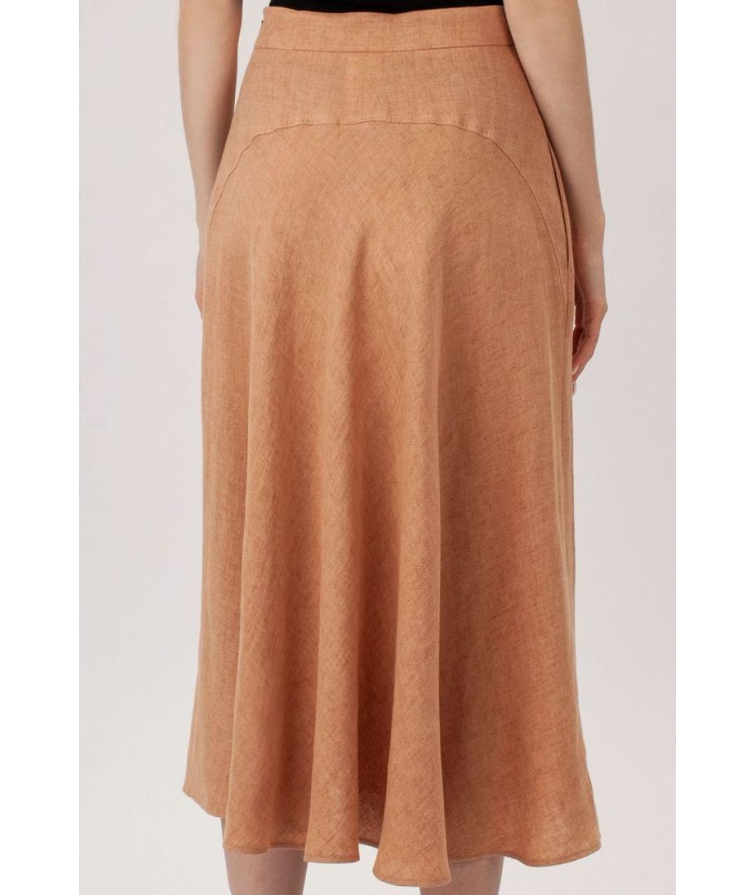 MAX MARA STUDIO Бежевая льняная юбка миди, фото 4