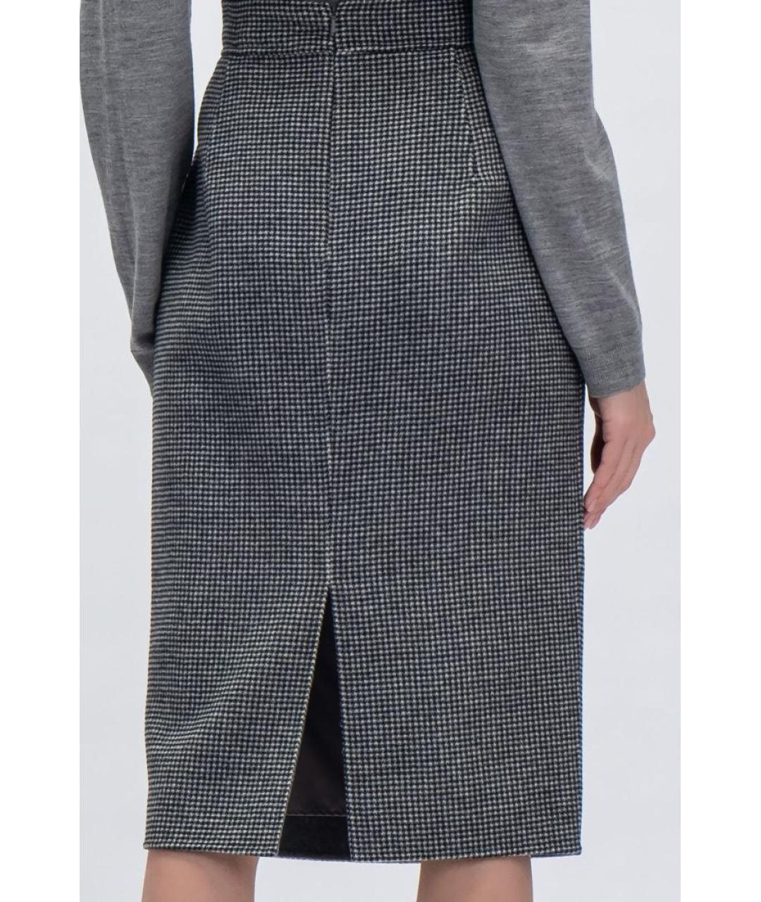 MAX MARA STUDIO Серая шерстяная юбка миди, фото 4