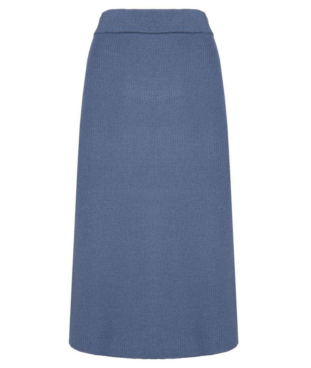 MAX MARA Синяя шерстяная юбка миди, фото 1