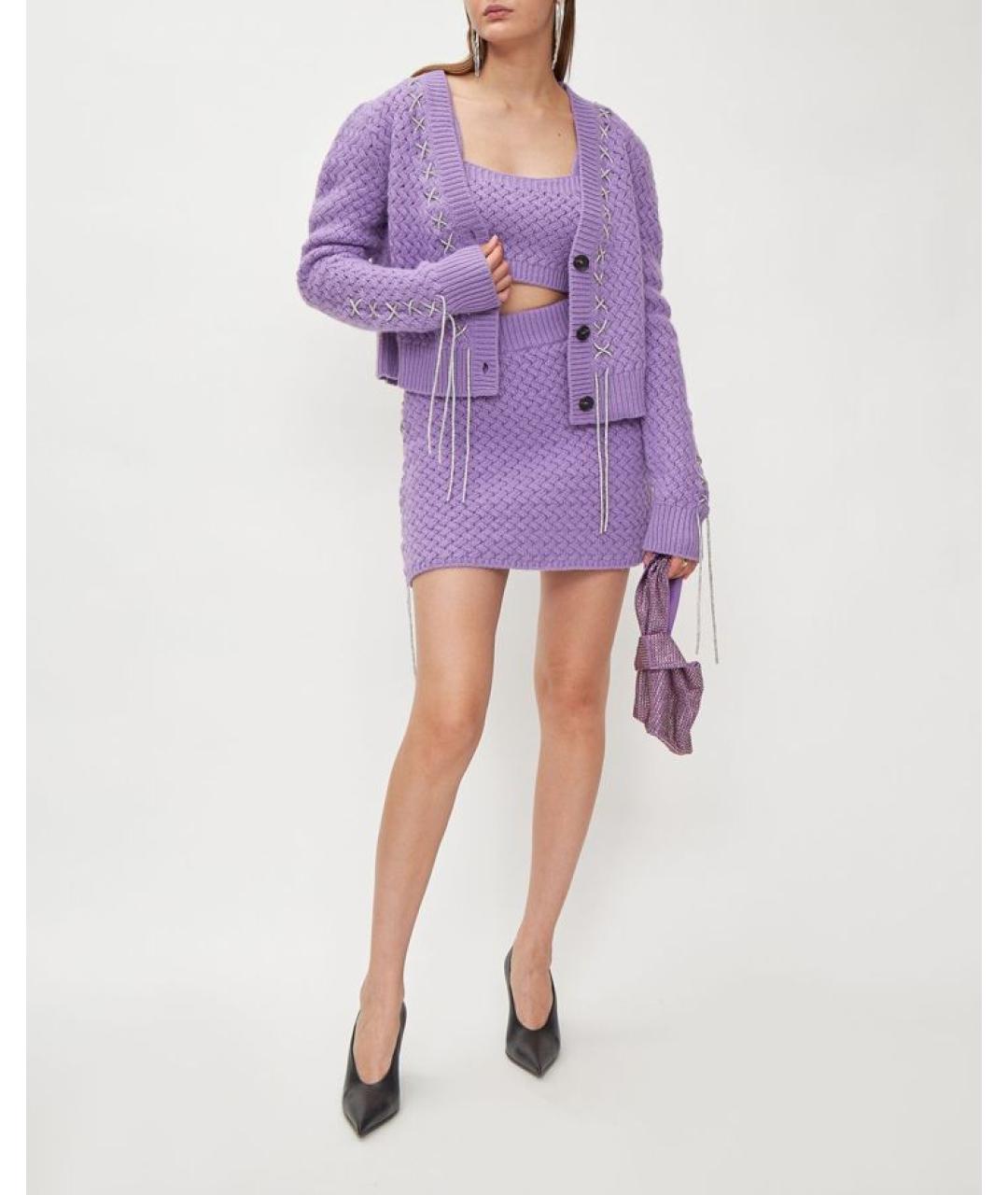 GIUSEPPE DI MORABITO Фиолетовая шерстяная юбка мини, фото 2