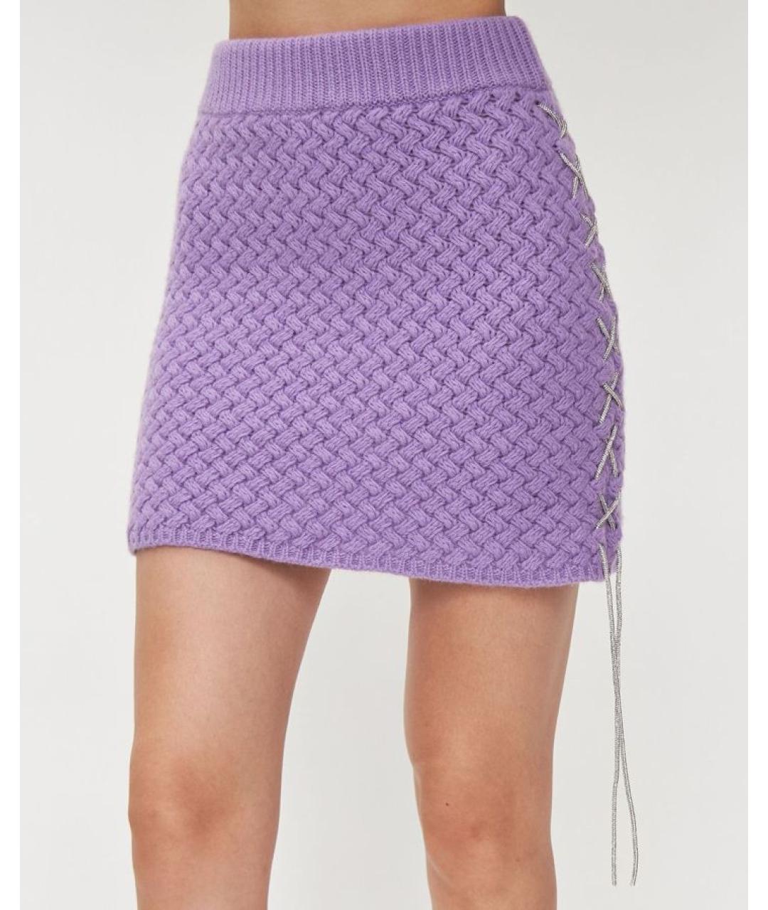 GIUSEPPE DI MORABITO Фиолетовая шерстяная юбка мини, фото 3