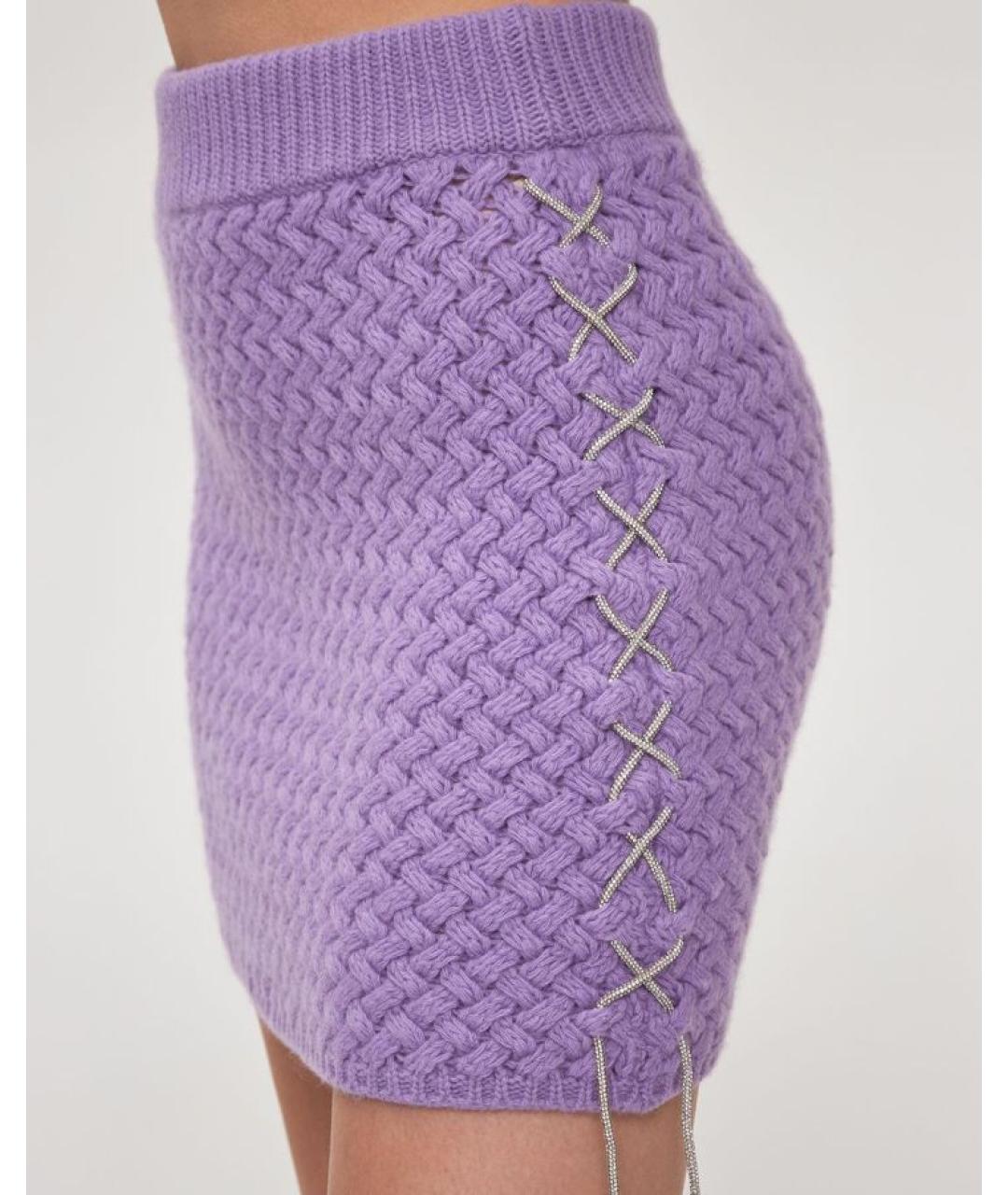 GIUSEPPE DI MORABITO Фиолетовая шерстяная юбка мини, фото 6