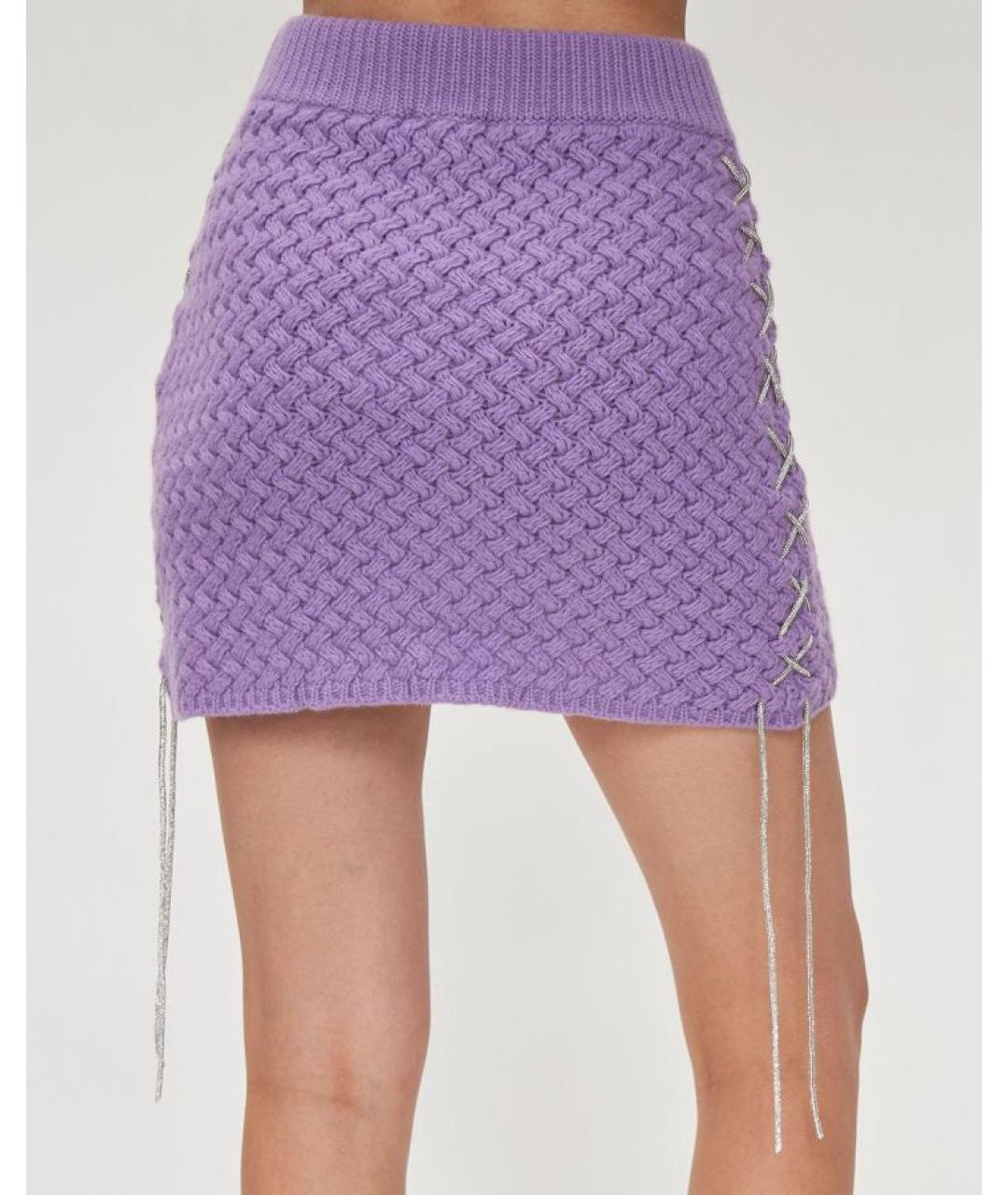 GIUSEPPE DI MORABITO Фиолетовая шерстяная юбка мини, фото 5