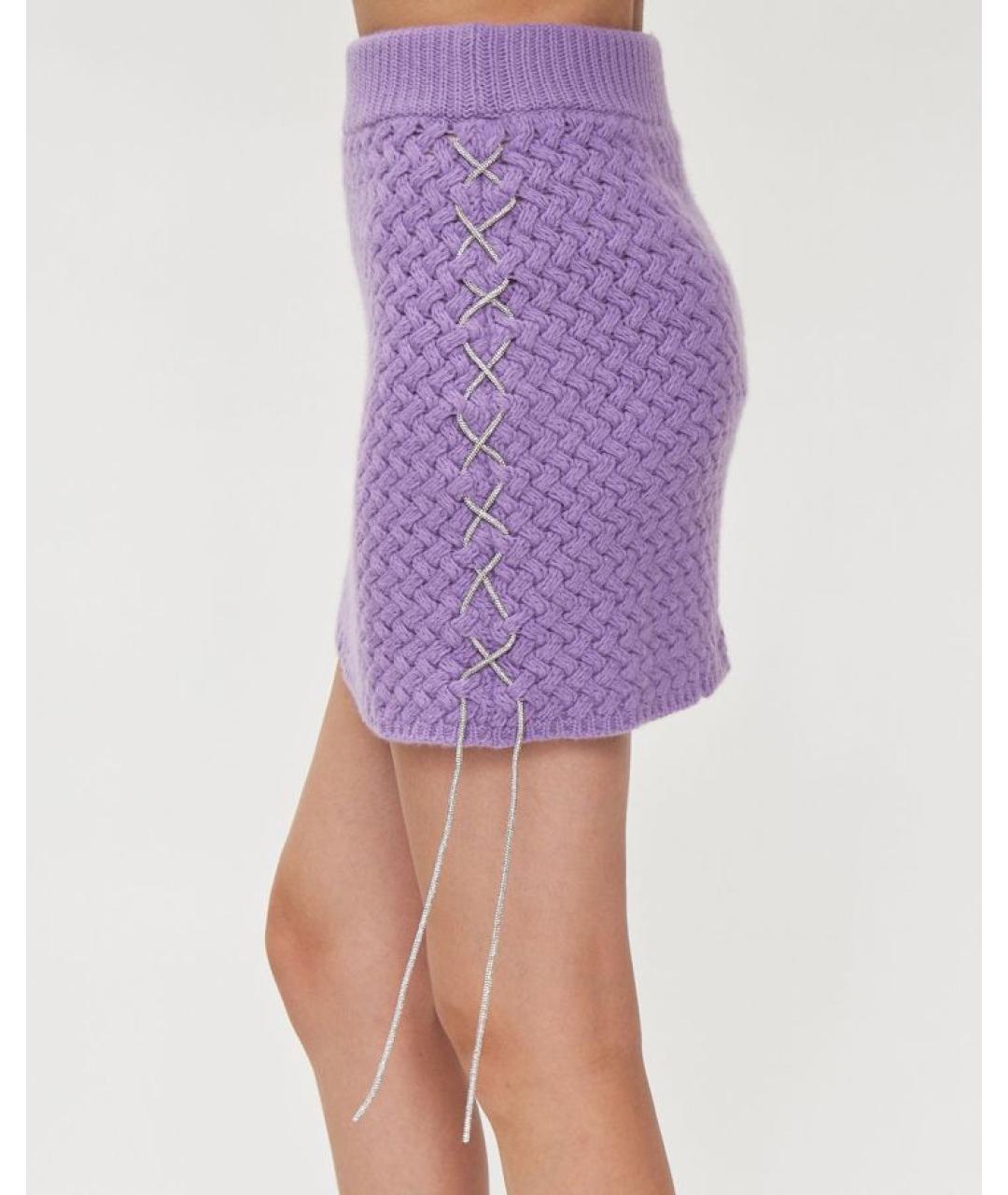 GIUSEPPE DI MORABITO Фиолетовая шерстяная юбка мини, фото 4