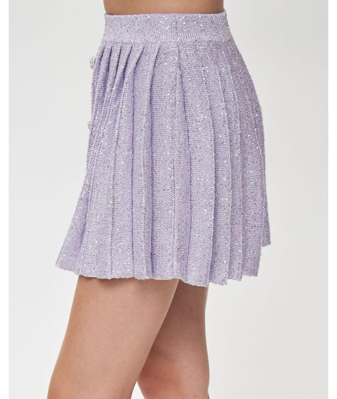 SELF-PORTRAIT Фиолетовая юбка мини, фото 4