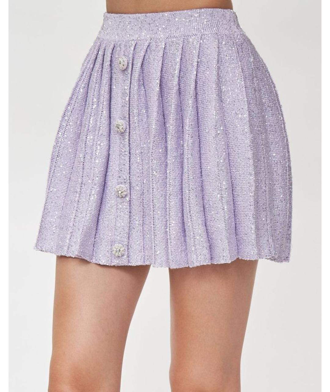 SELF-PORTRAIT Фиолетовая юбка мини, фото 3