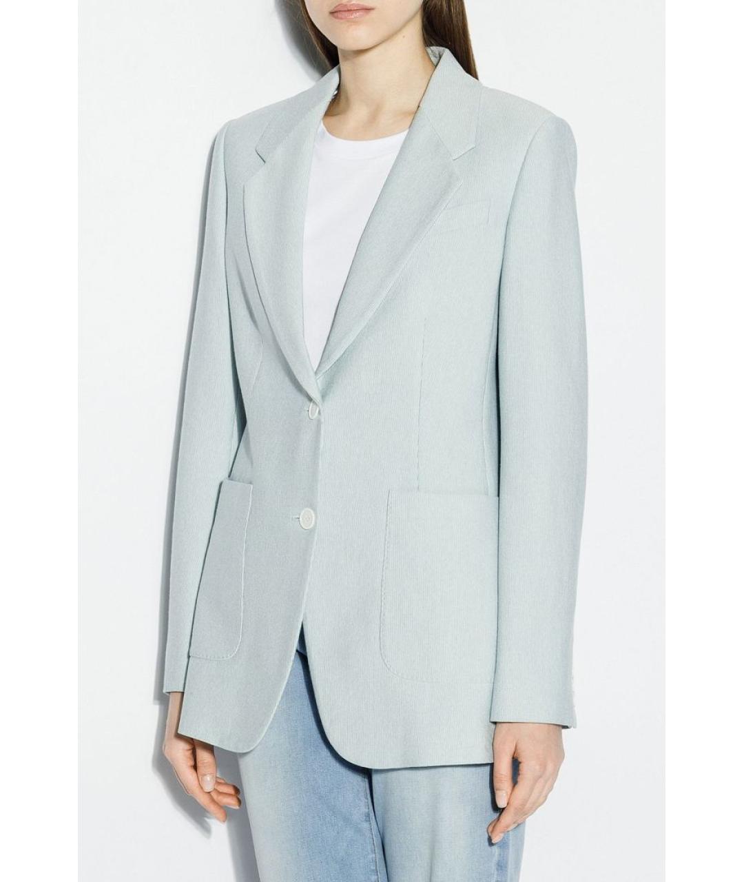 MAX MARA Голубой хлопковый жакет/пиджак, фото 3