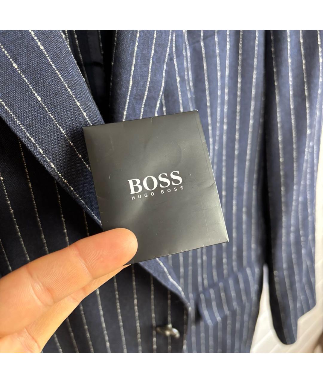 HUGO BOSS Темно-синий льняной пиджак, фото 7